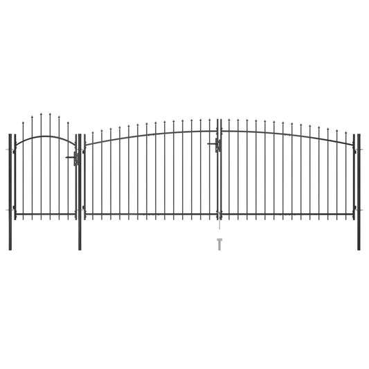 vidaXL Garden Fence Gate with Spear Top 5x2 m Black