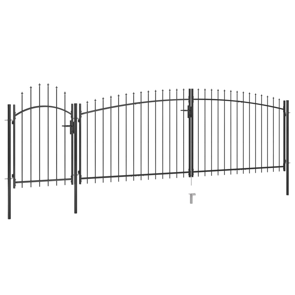 vidaXL Garden Fence Gate with Spear Top 5x2 m Black