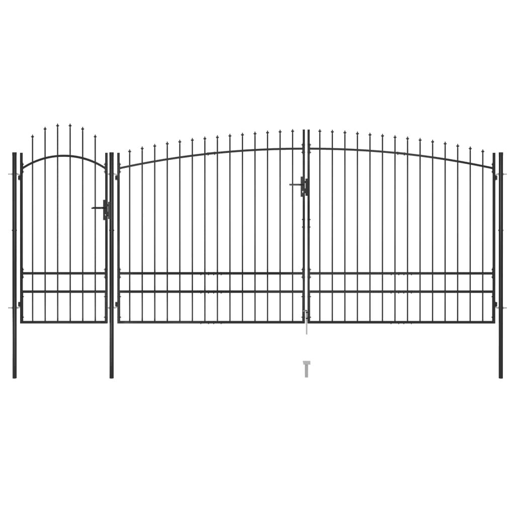 vidaXL Garden Fence Gate with Spear Top 5x2.45 m Black