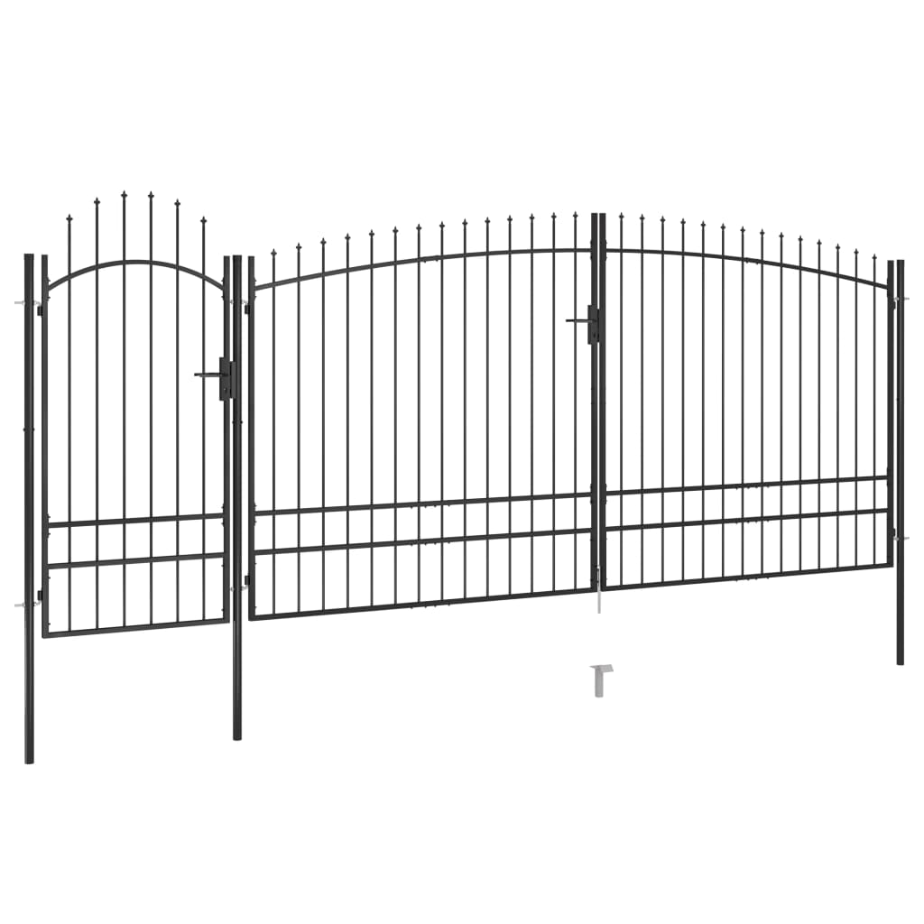 vidaXL Garden Fence Gate with Spear Top 5x2.45 m Black