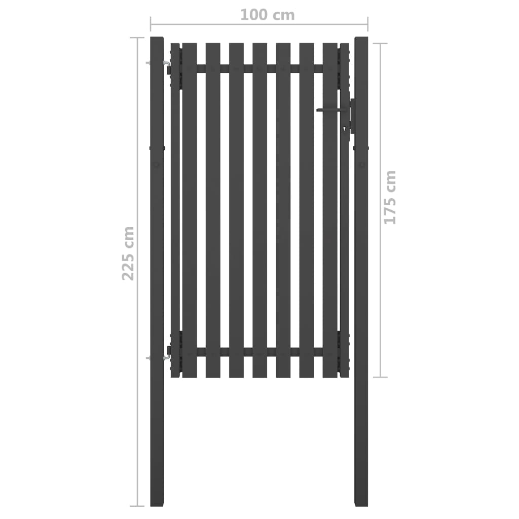 vidaXL Garden Fence Gate Steel 1x2.25 m Anthracite