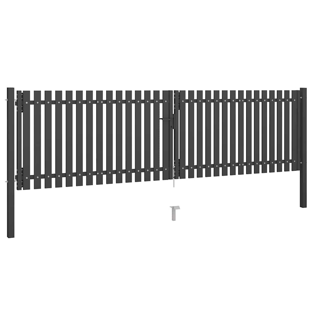 146333 vidaXL Garden Fence Gate Steel 400x75 cm Anthracite