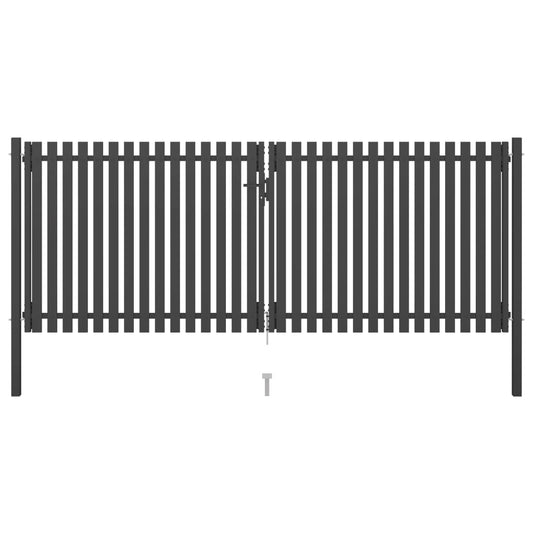 vidaXL Garden Fence Gate Steel 4x1.7 m Anthracite