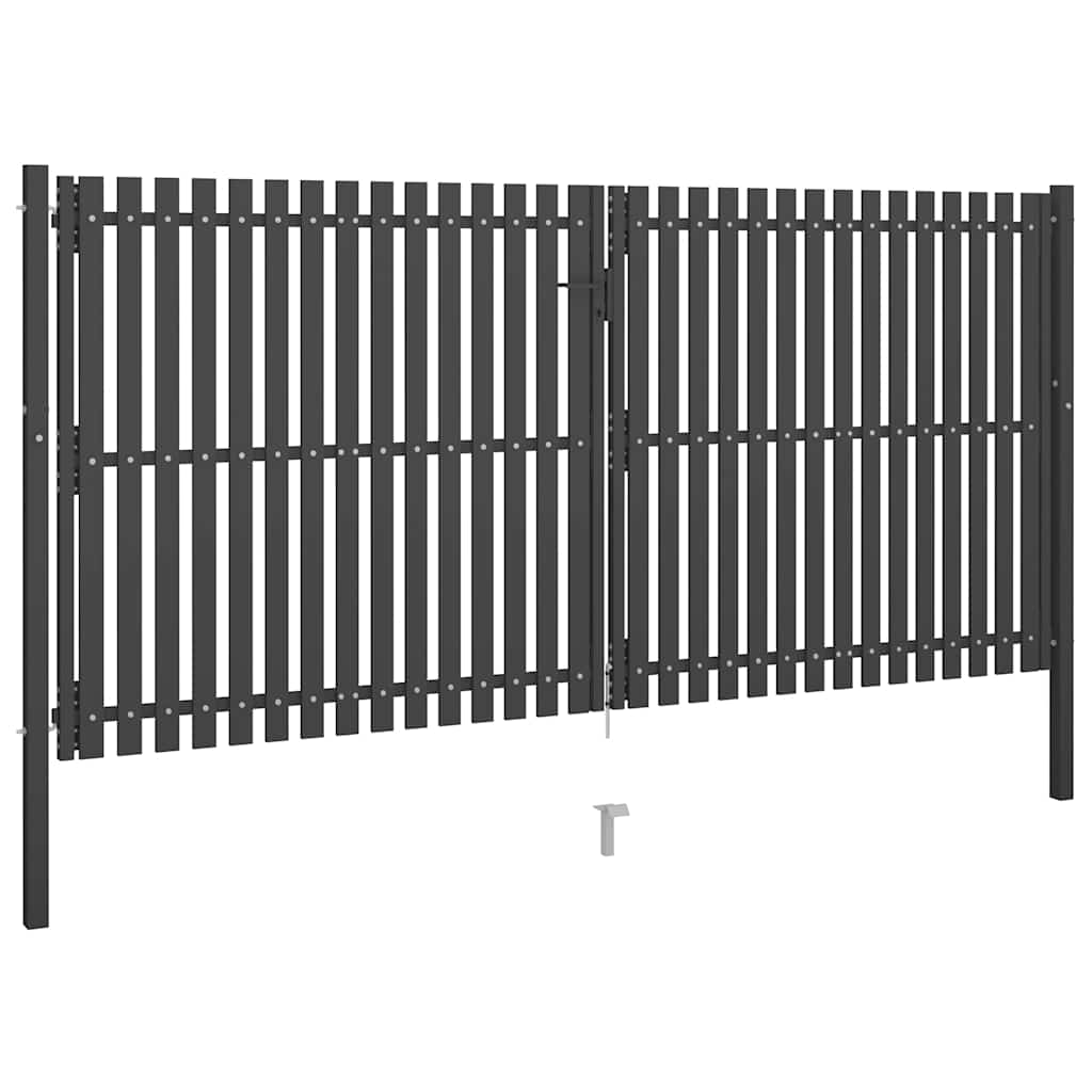 Garden Fence Gate Steel 400x175 cm Anthracite