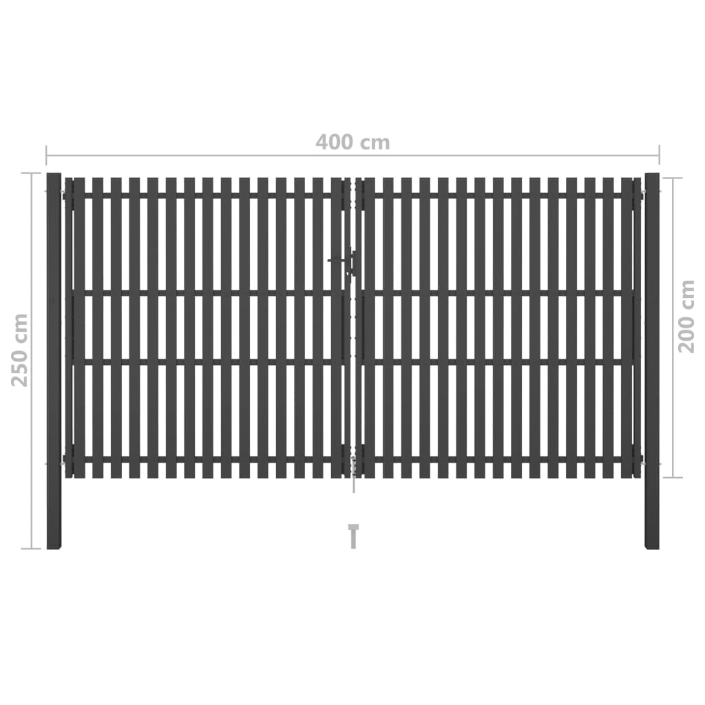 vidaXL Garden Fence Gate Steel 4x2.5 m Anthracite