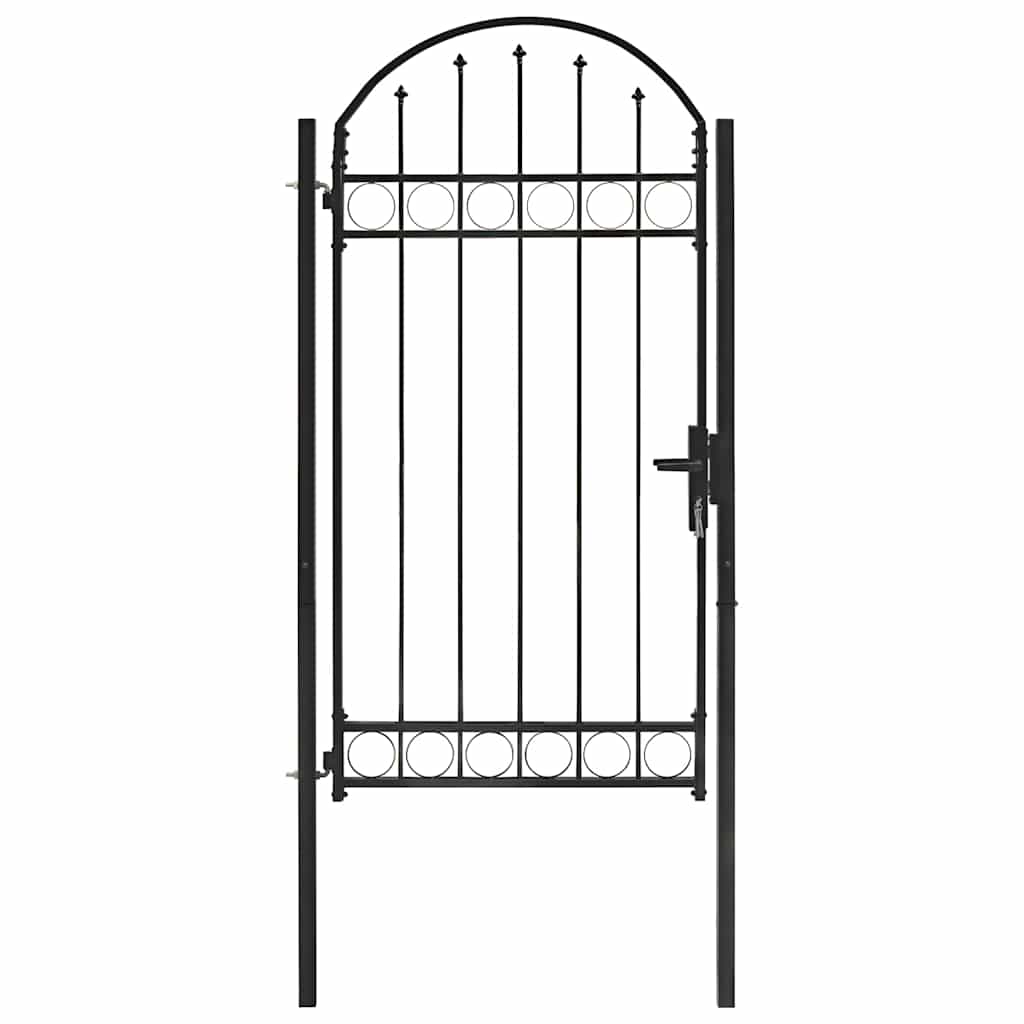 Fence Gate "ASSEN" with Arched Top Steel 102x200 cm Black