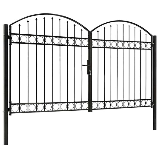 Fence Gate ASSEN Double Door with Arched Top Steel 300x200 cm