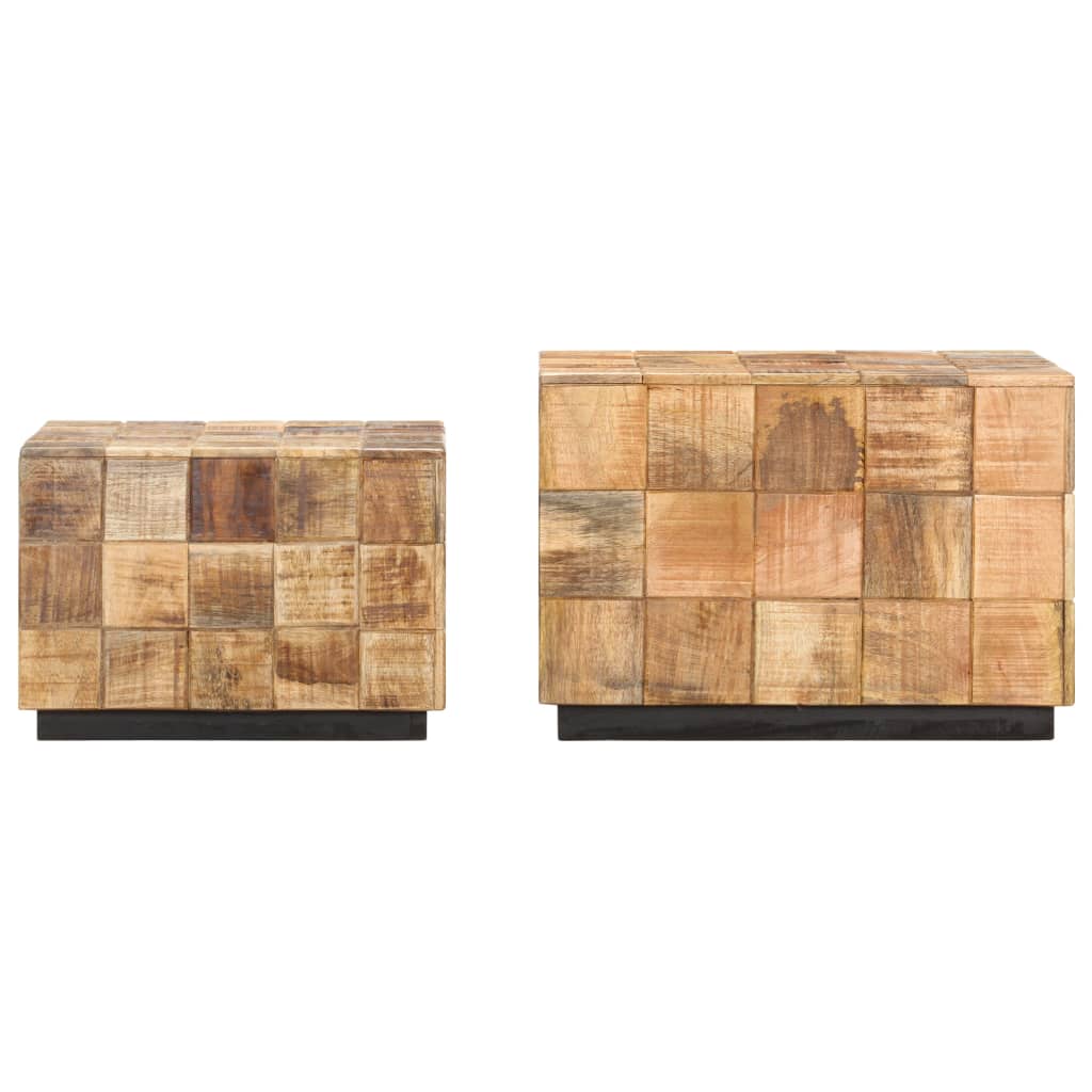 286435 vidaXL Coffee Tables 2 pcs with Block Design Rough Mango Wood