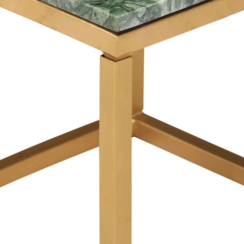 286437 vidaXL Coffee Table Green 40x40x35 cm Real Stone with Marble Texture
