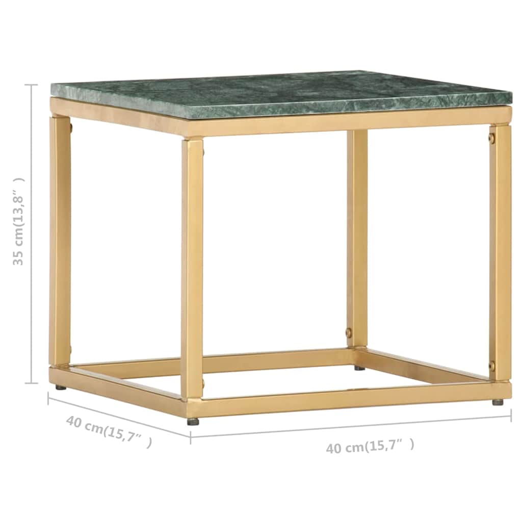 286437 vidaXL Coffee Table Green 40x40x35 cm Real Stone with Marble Texture