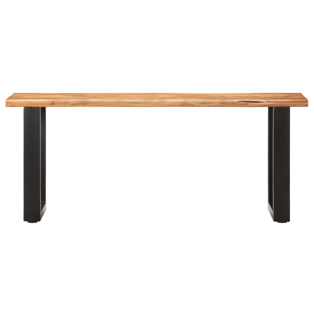 vidaXL Live Edge Bench 110 cm Solid Acacia Wood and Steel