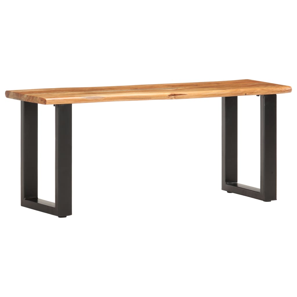 vidaXL Live Edge Bench 110 cm Solid Acacia Wood and Steel