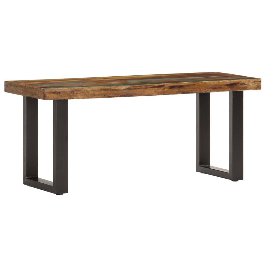vidaXL Bench 110 cm Solid Reclaimed Wood and Steel