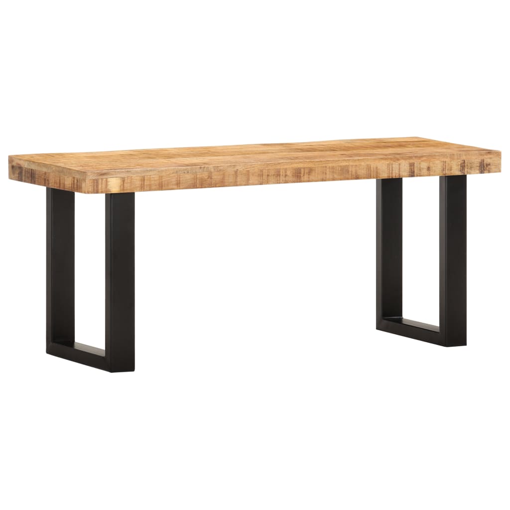 vidaXL Bench 110 cm Solid Rough Mango Wood and Steel
