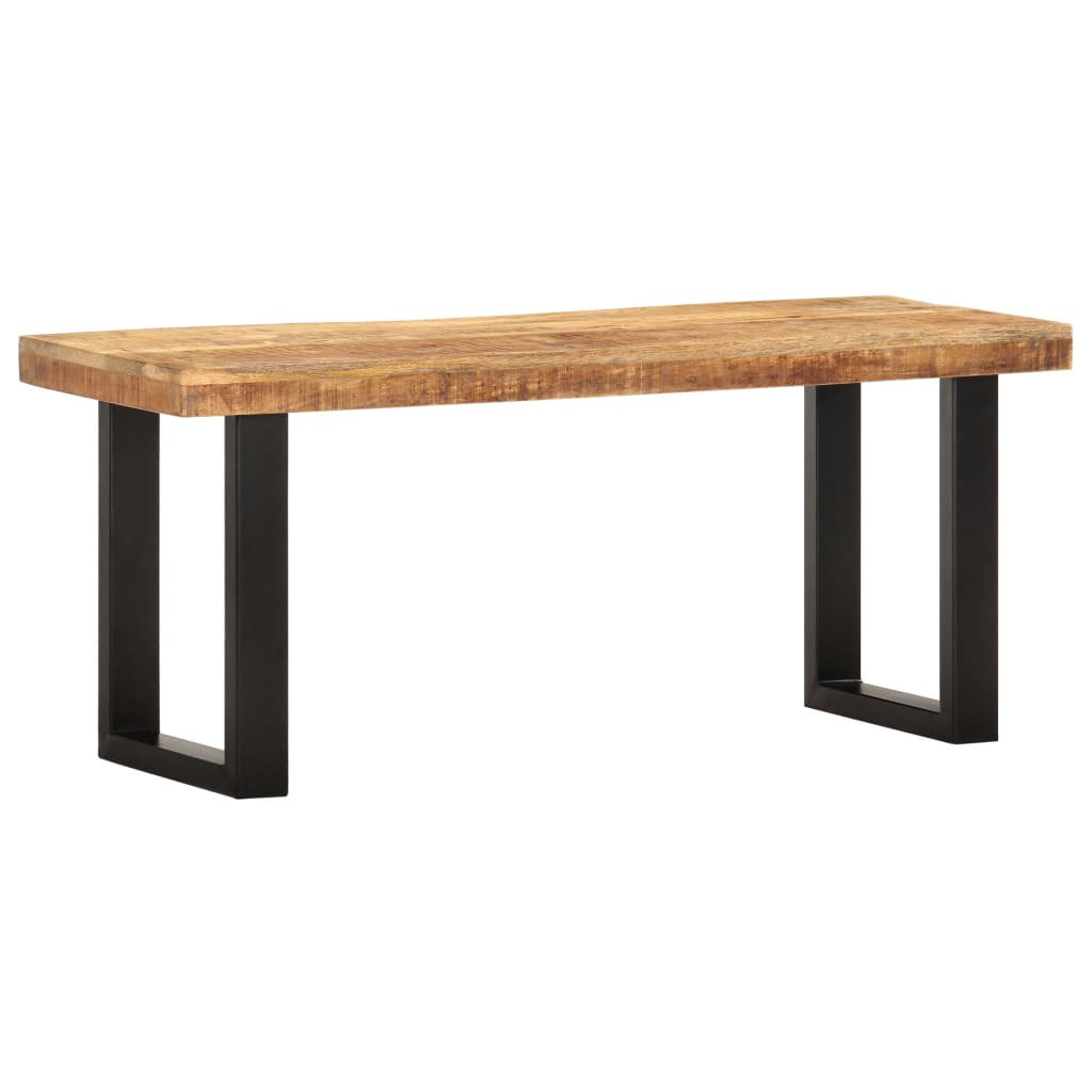 vidaXL Bench 110 cm Solid Rough Mango Wood and Steel