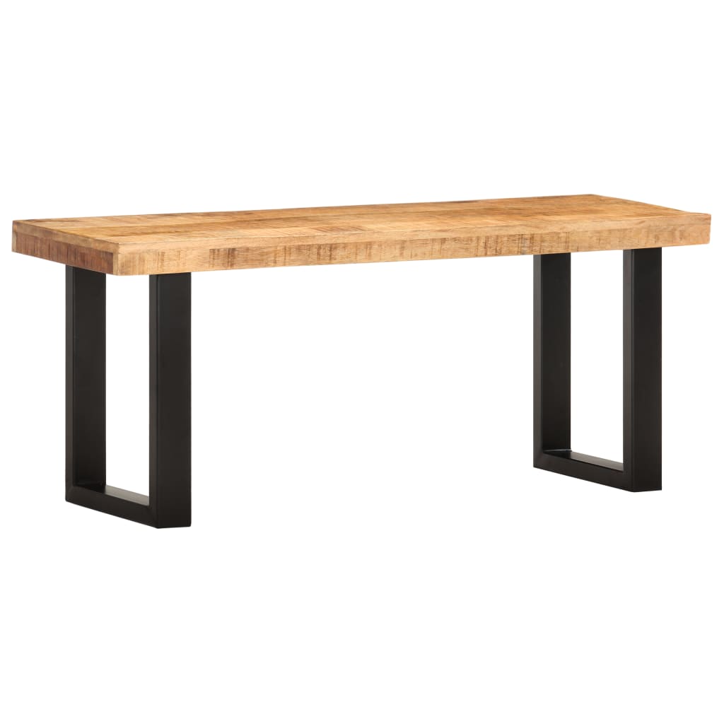 vidaXL Bench 110 cm Solid Rough Mango Wood and Steel