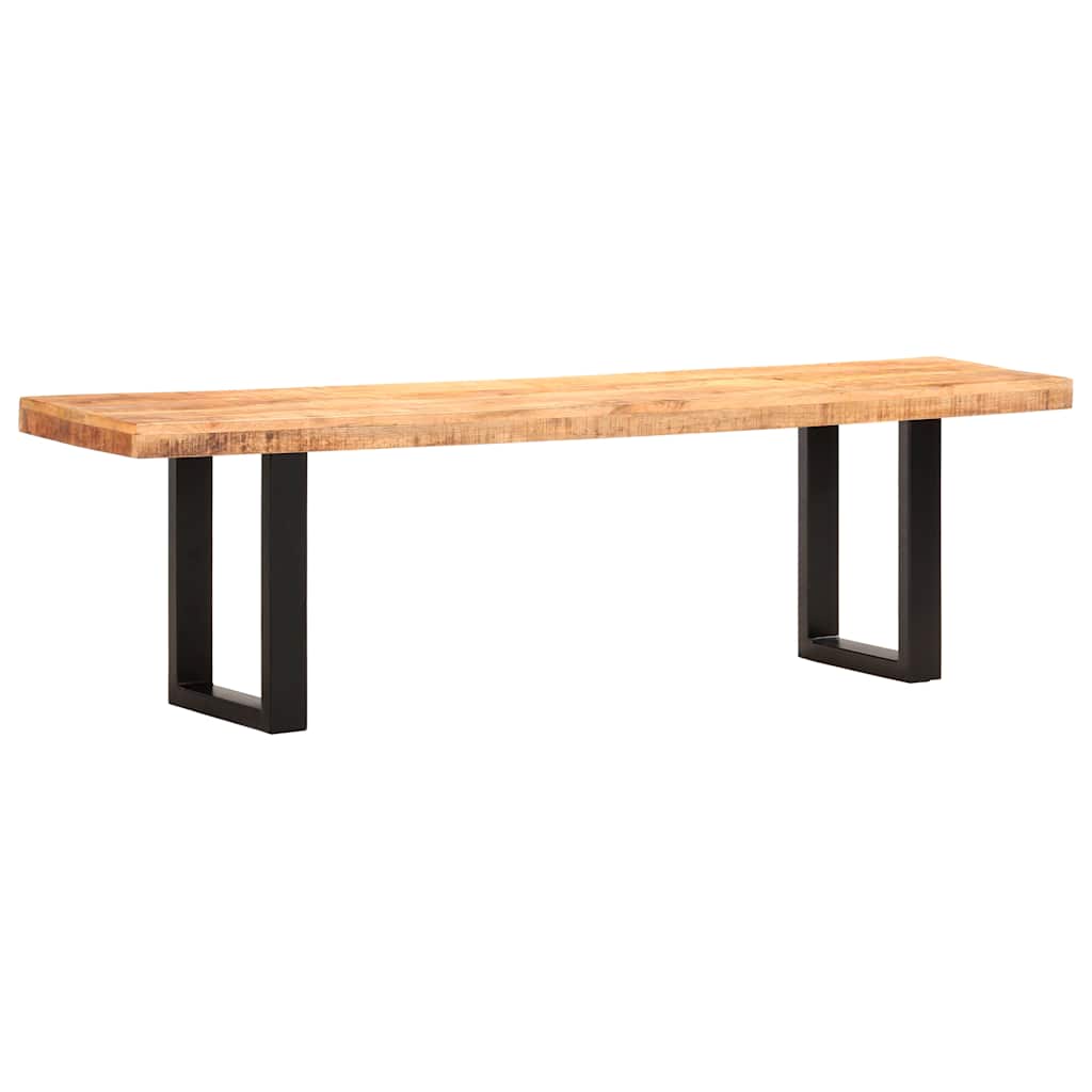 Bench 160 cm Solid Rough Mango Wood and Steel