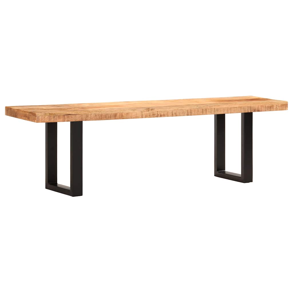Bench 160 cm Solid Rough Mango Wood and Steel