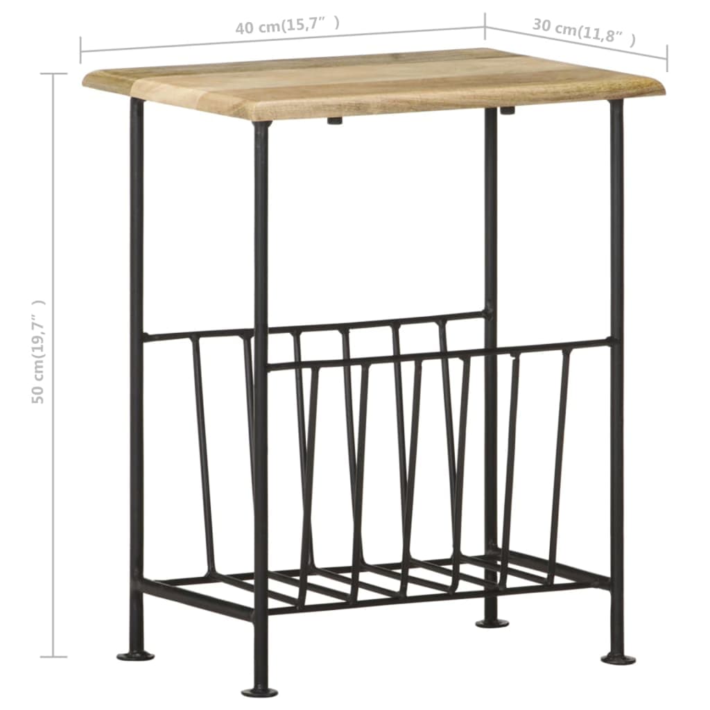 Magazine Rack 40x30x50 cm Solid Mango Wood and Steel