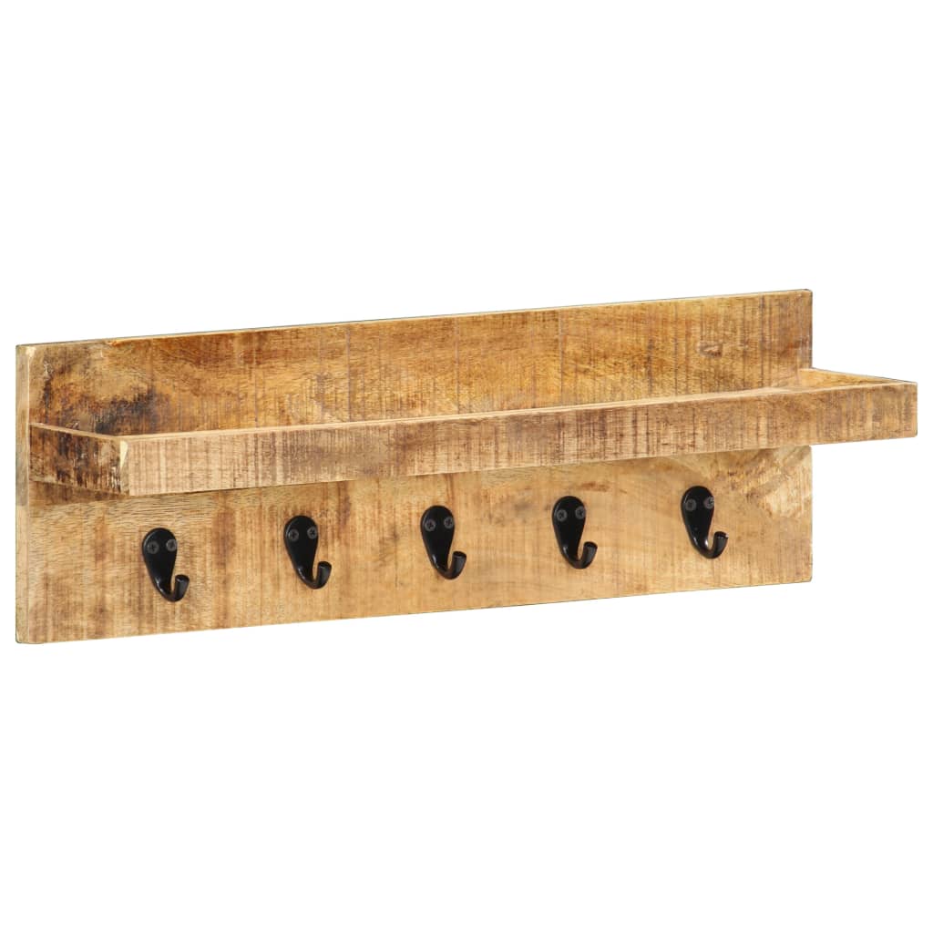 vidaXL Wall Mounted Coat Rack 60x15x20 cm Solid Rough Mango Wood