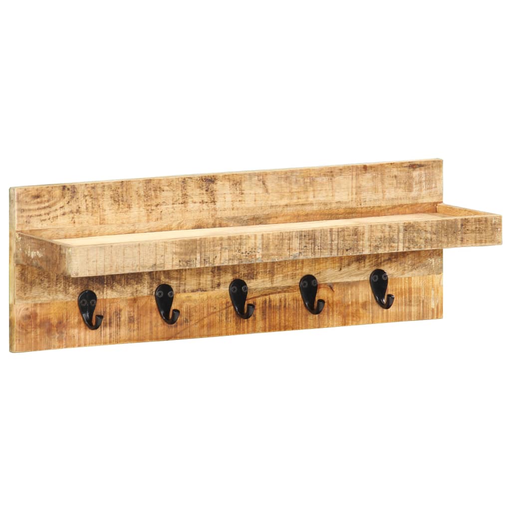 vidaXL Wall Mounted Coat Rack 60x15x20 cm Solid Rough Mango Wood