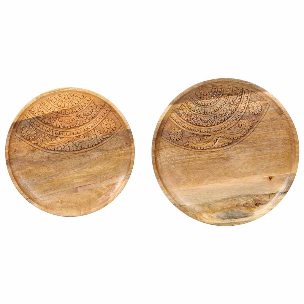 286470 vidaXL Round Side Tables 2 pcs Solid Mango Wood and Steel