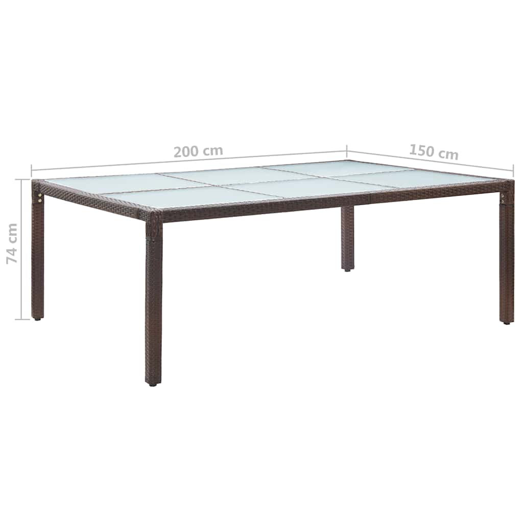 46128 vidaXL Outdoor Dining Table Brown 200x150x74 cm Poly Rattan