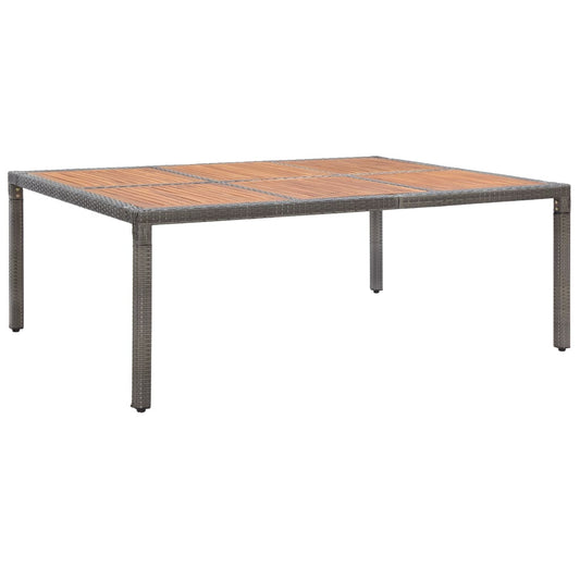 vidaXL Garden Table Grey 200x150x74 cm Poly Rattan and Acacia Wood