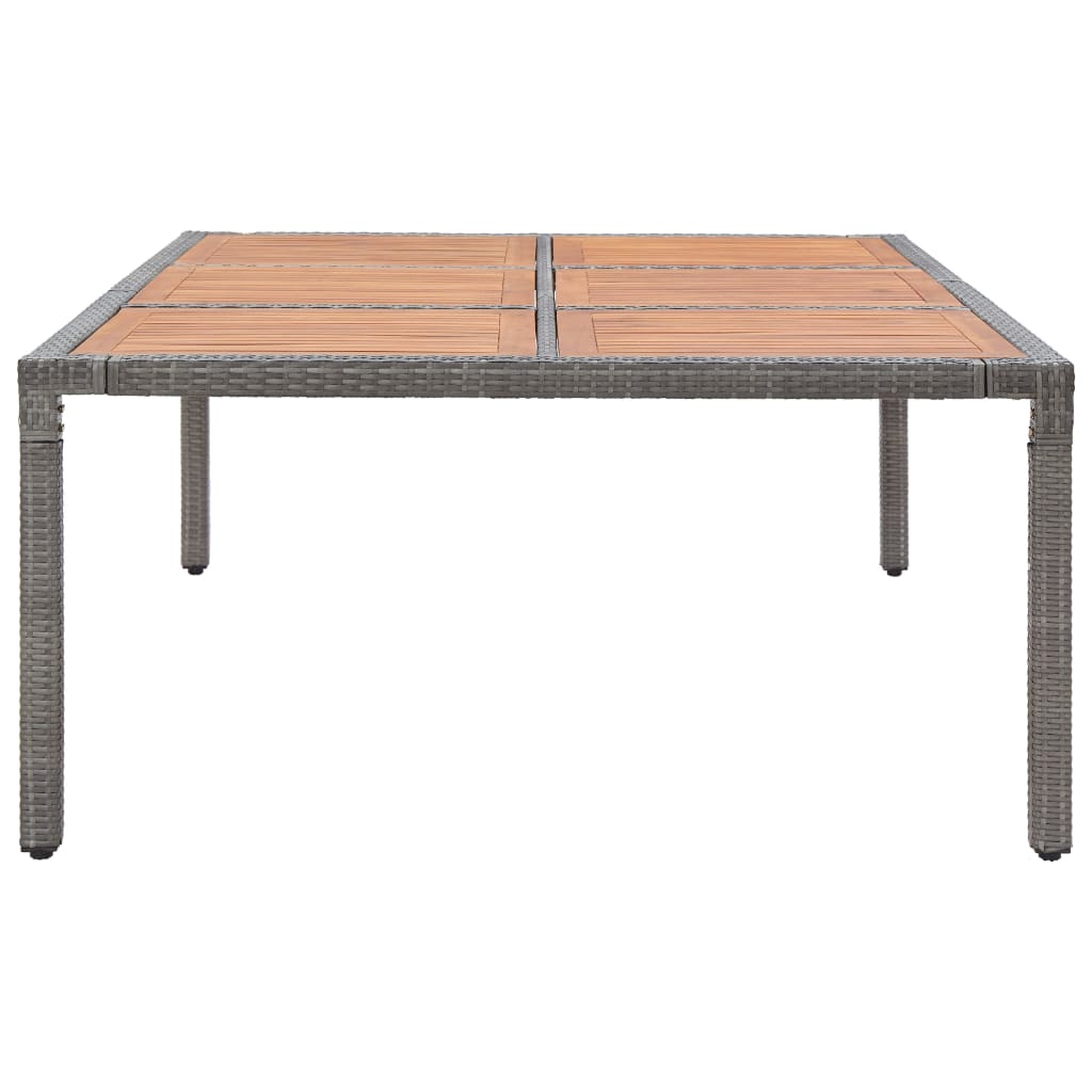 vidaXL Garden Table Grey 200x150x74 cm Poly Rattan and Acacia Wood