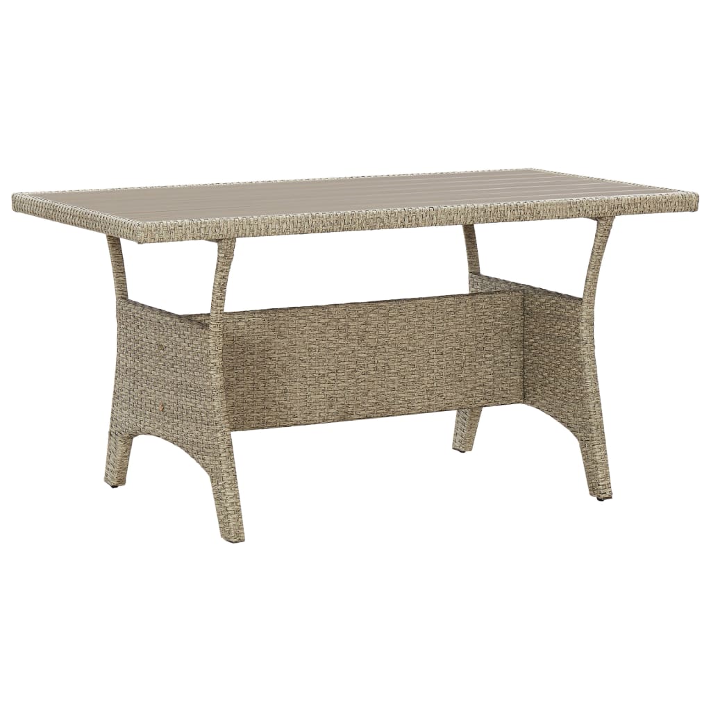 vidaXL Garden Table Grey 130x70x66 cm Poly Rattan