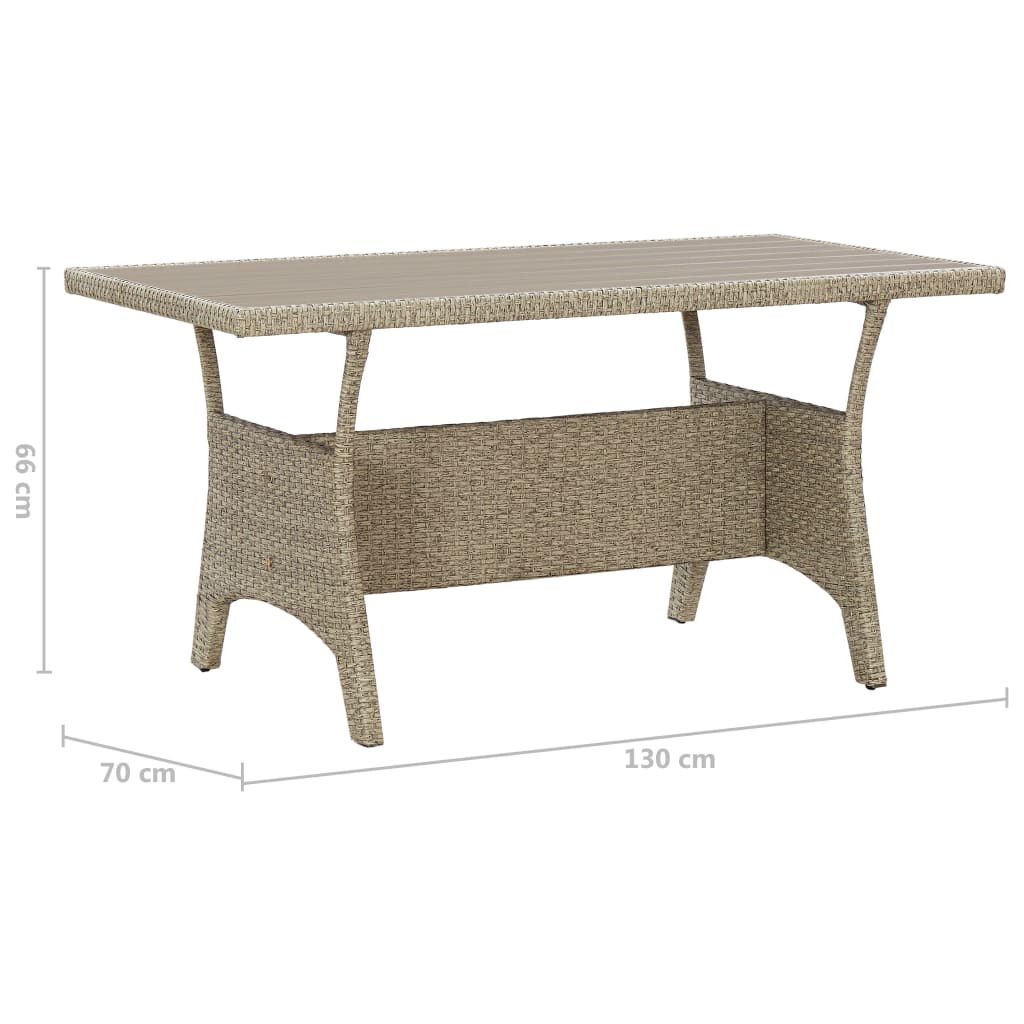 vidaXL Garden Table Grey 130x70x66 cm Poly Rattan