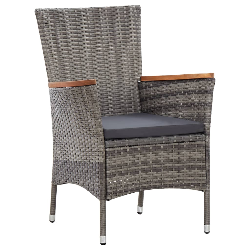 46083 vidaXL 9 Piece Garden Dining Set with Cushions Poly Rattan Grey