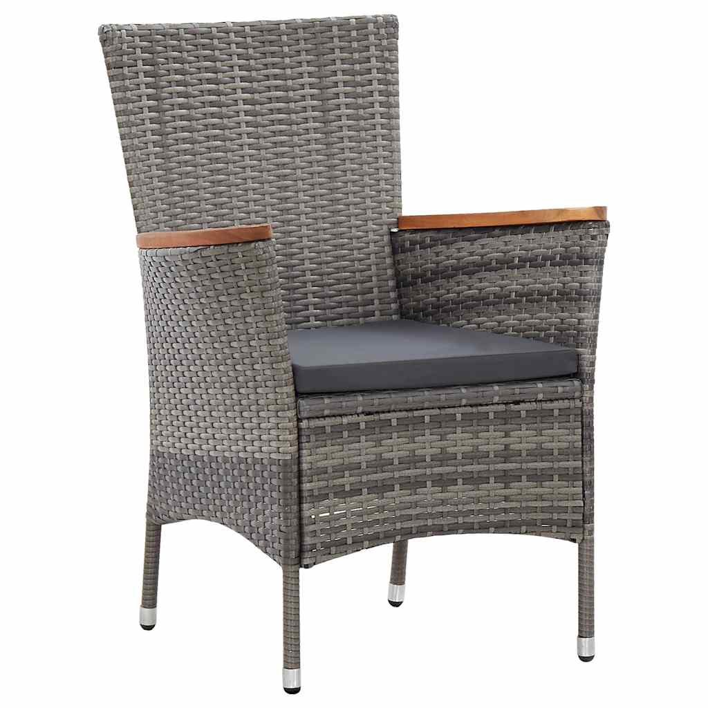 46084 vidaXL 7 Piece Garden Dining Set with Cushions Poly Rattan Grey
