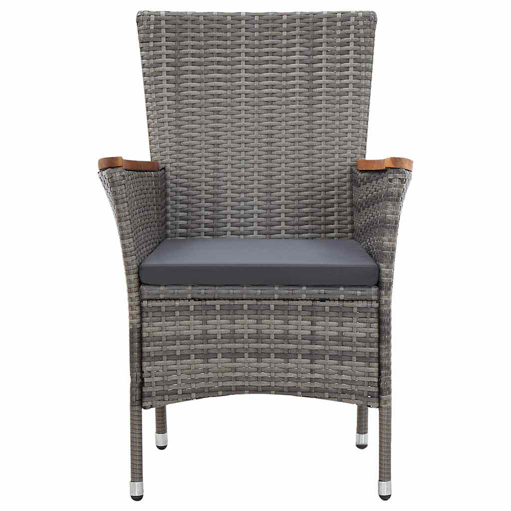 46084 vidaXL 7 Piece Garden Dining Set with Cushions Poly Rattan Grey