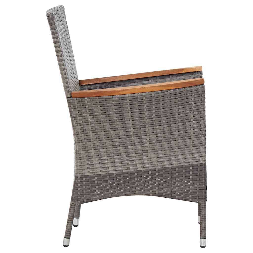 46084 vidaXL 7 Piece Garden Dining Set with Cushions Poly Rattan Grey