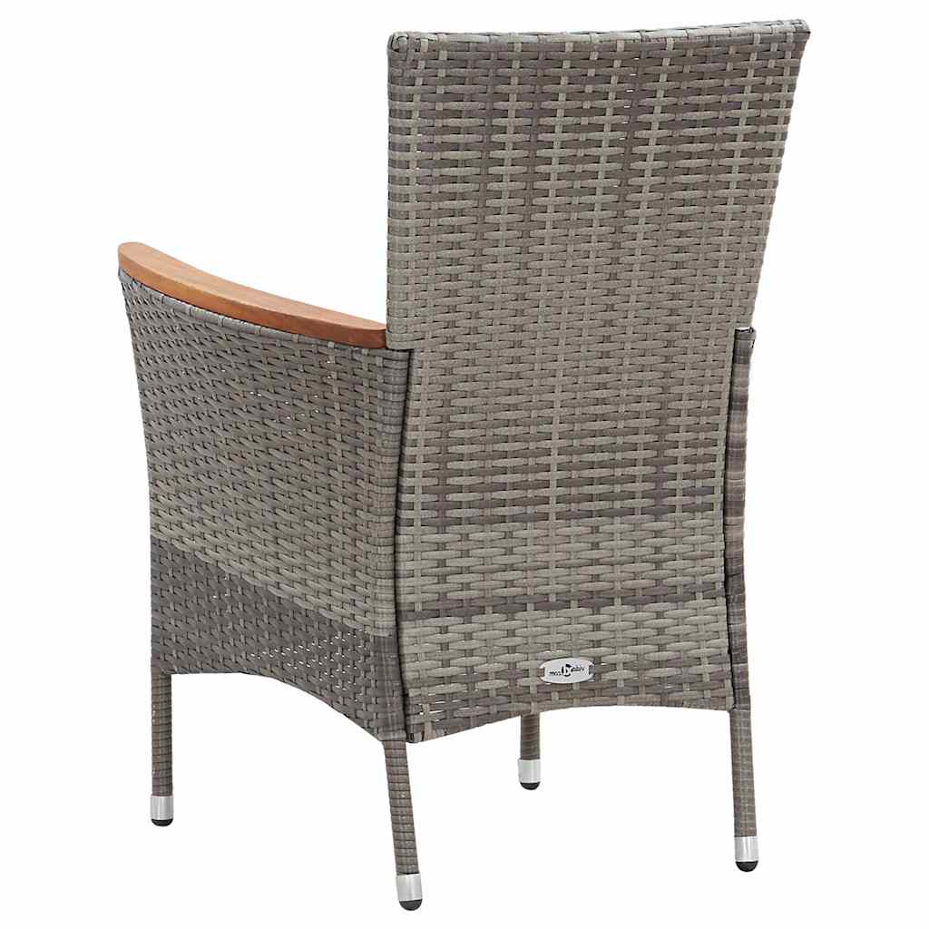 46084 vidaXL 7 Piece Garden Dining Set with Cushions Poly Rattan Grey