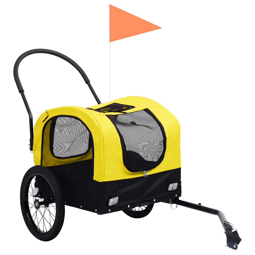 vidaXL 2-in-1 Pet Bike Trailer & Jogging Stroller Yellow and Black
