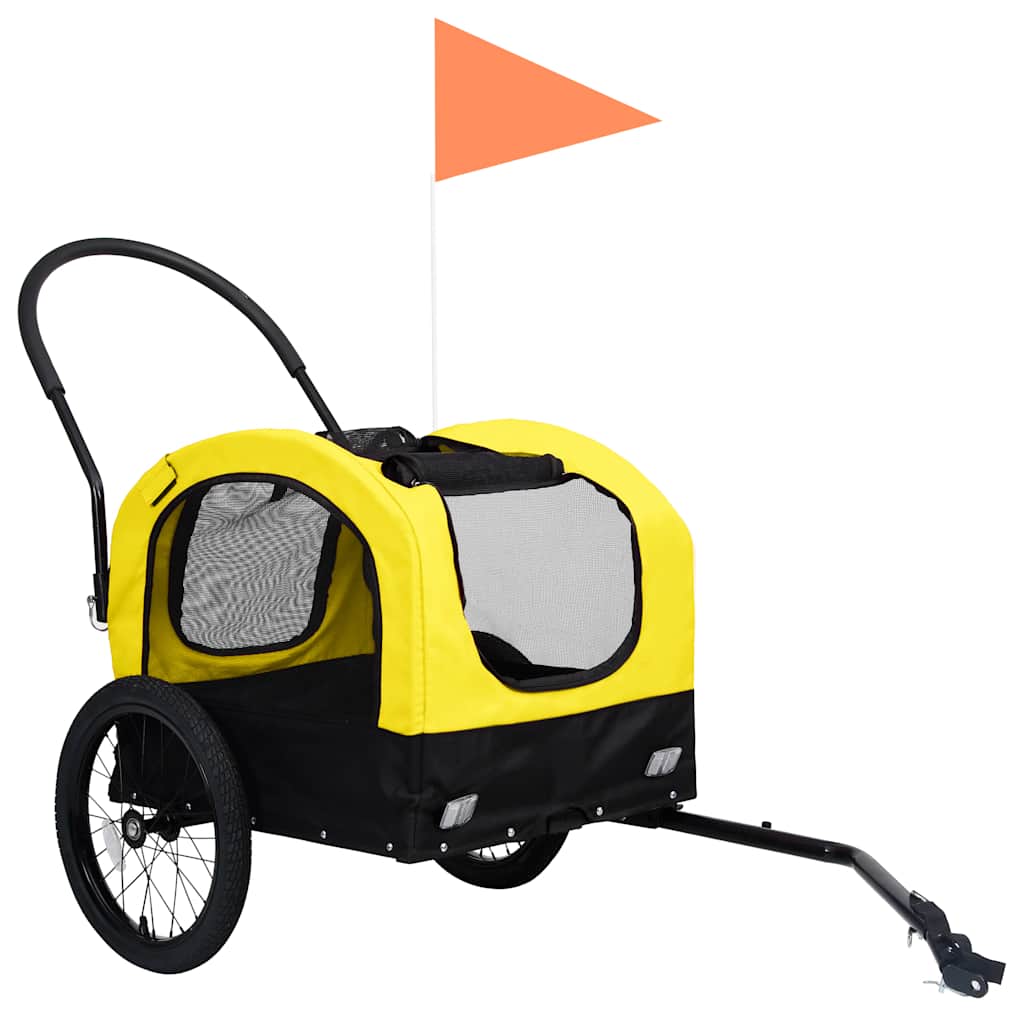 vidaXL 2-in-1 Pet Bike Trailer & Jogging Stroller Yellow and Black
