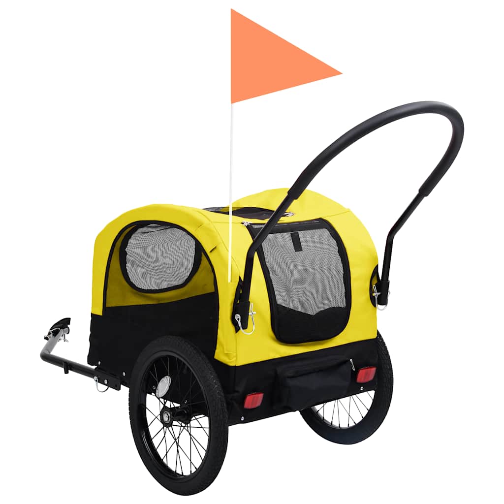 vidaXL 2-in-1 Pet Bike Trailer & Jogging Stroller Yellow and Black