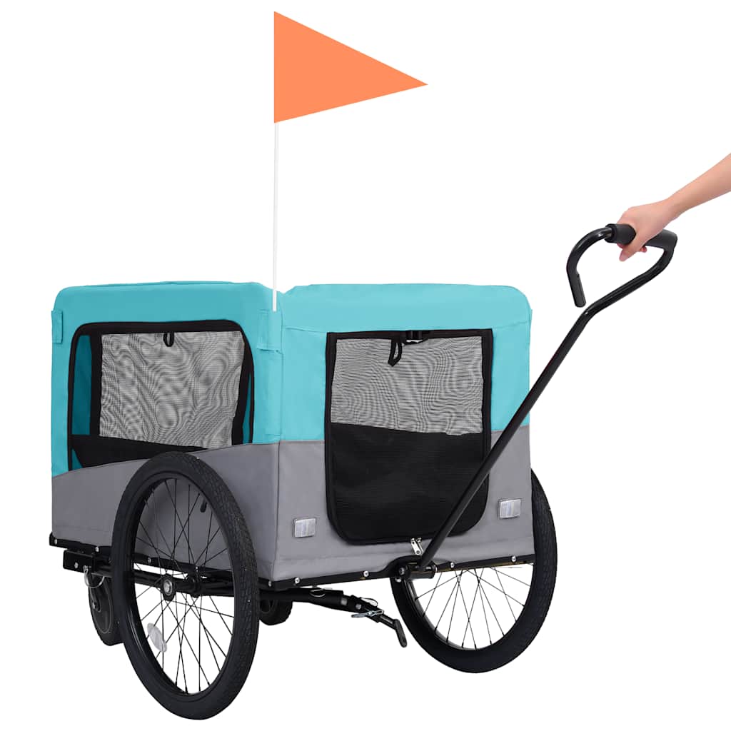 2-in-1 Pet Bike Trailer & Jogging Stroller Blue and Grey