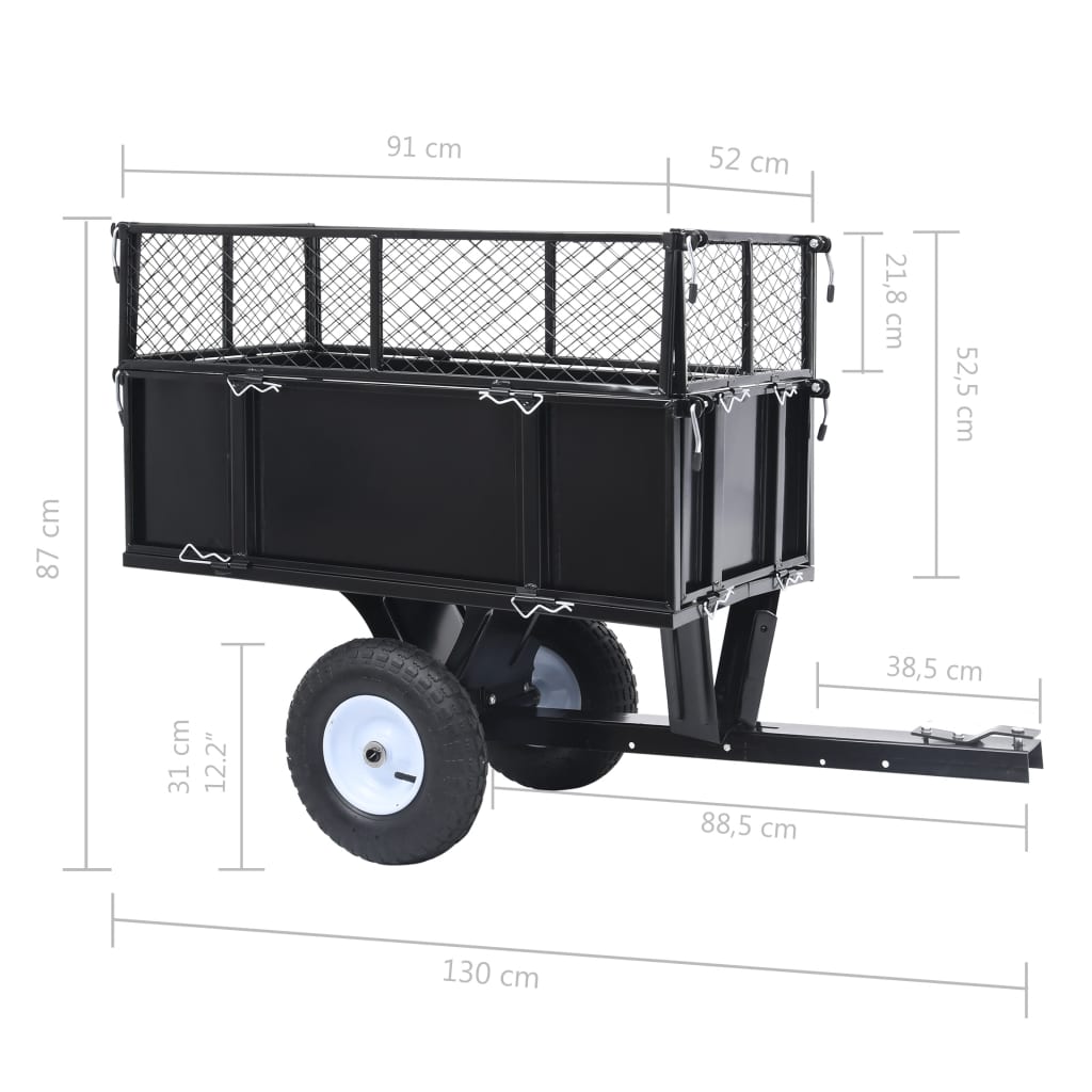 vidaXL Tipping Trailer for Lawn Mower 150 kg Load