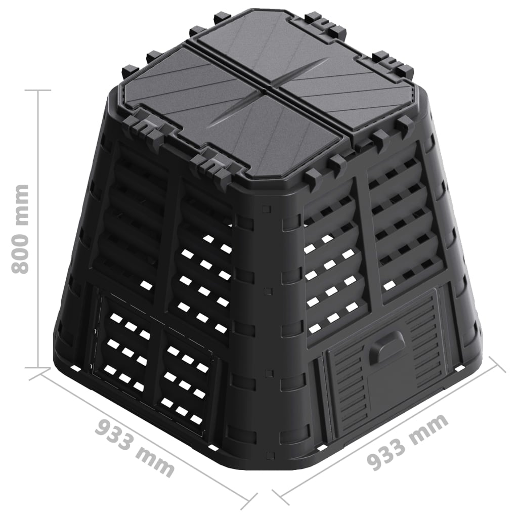 vidaXL Garden Composter Black 93.3x93.3x80 cm 480 L