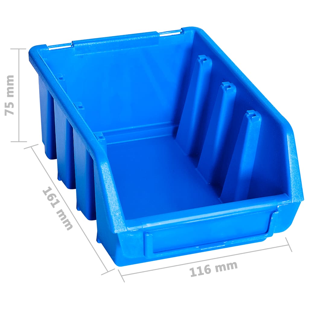 vidaXL 96 Piece Storage Bin Kit with Wall Panels Blue