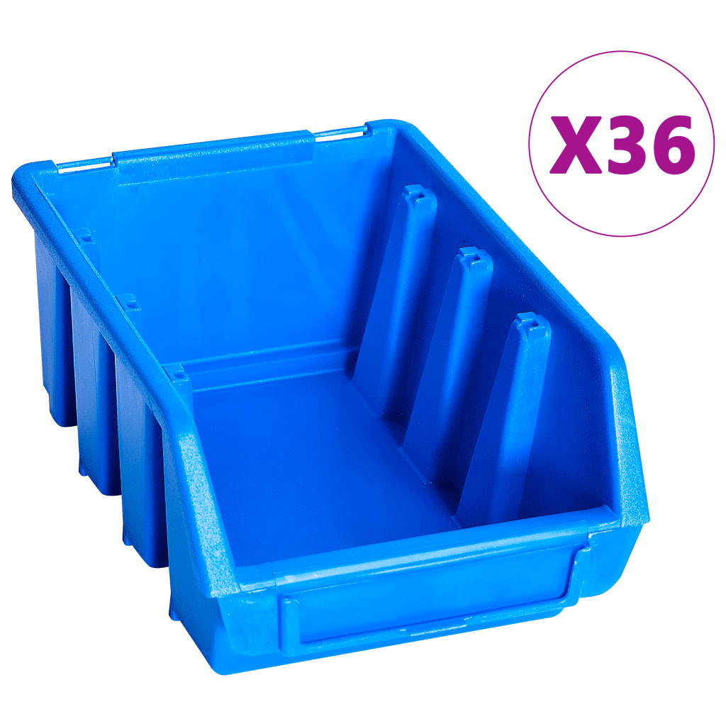 vidaXL 96 Piece Storage Bin Kit with Wall Panels Blue