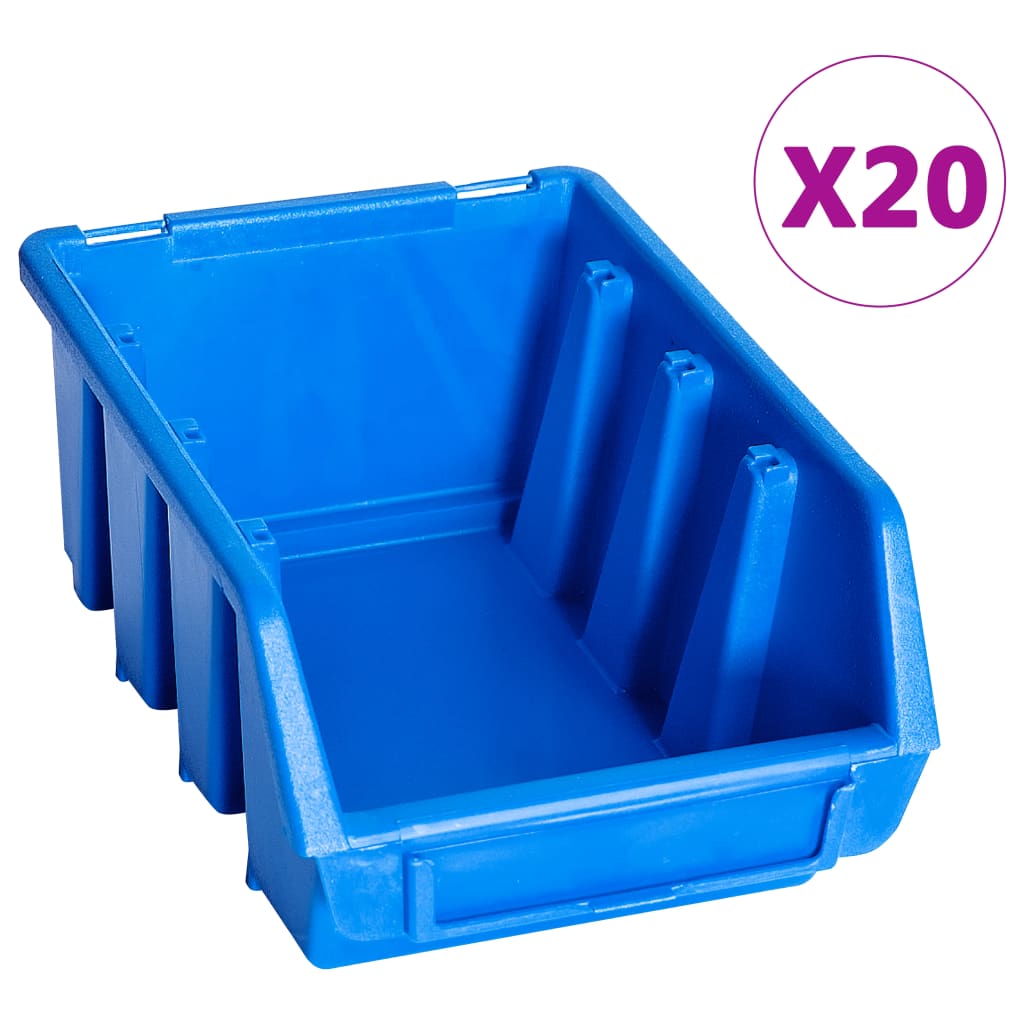 vidaXL Stacking Storage Bins 20 pcs Blue Plastic