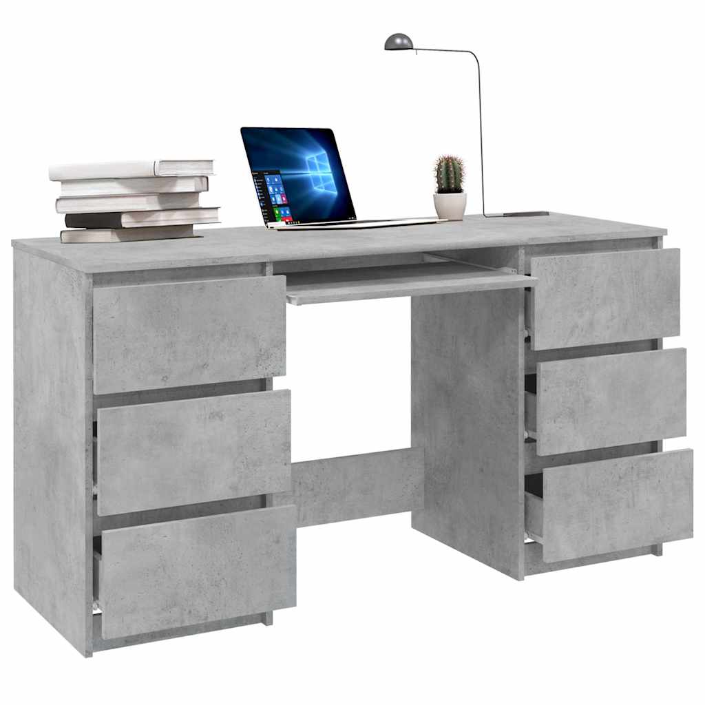 800814 vidaXL Writing Desk Concrete Grey 140x50x77 cm Engineered Wood