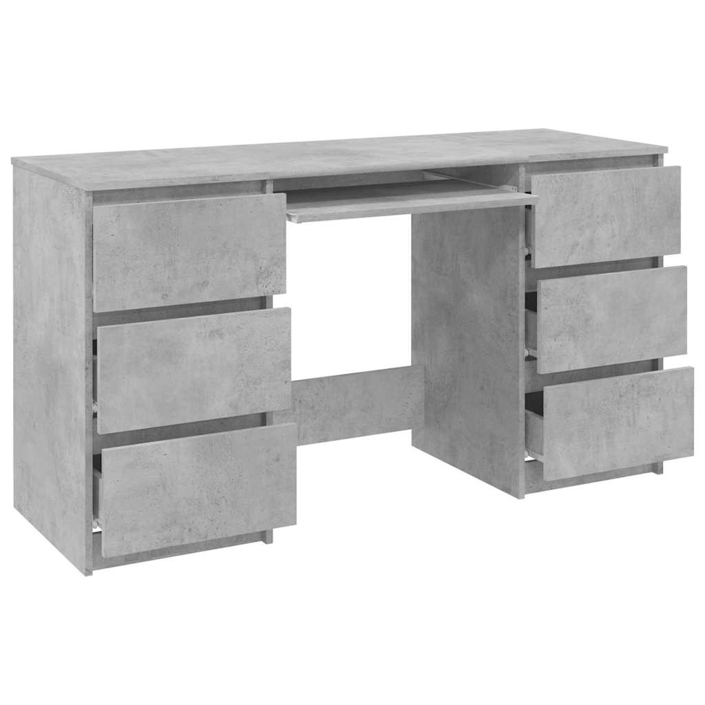 800814 vidaXL Writing Desk Concrete Grey 140x50x77 cm Engineered Wood