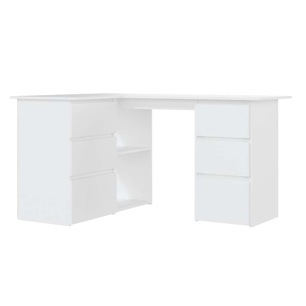801089 vidaXL Corner Desk White 145x100x76 cm Engineered Wood