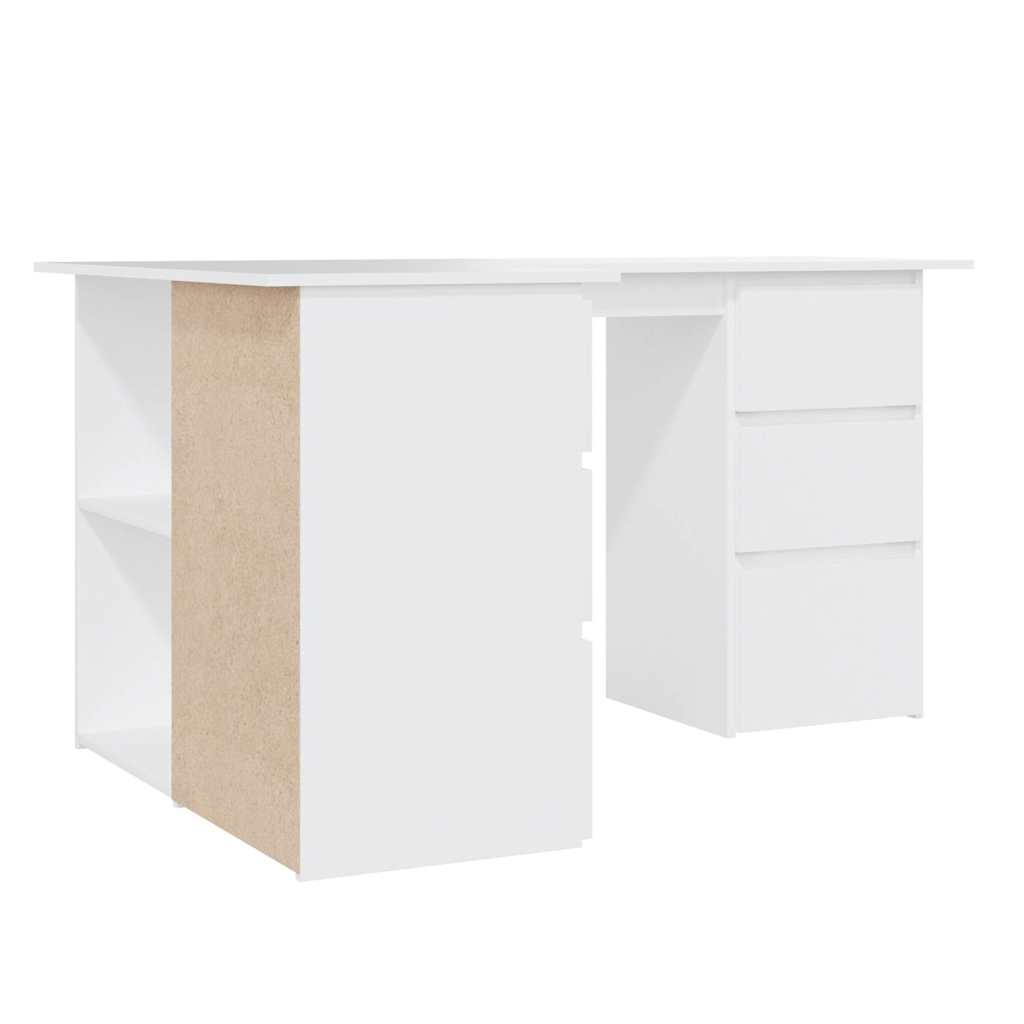 801089 vidaXL Corner Desk White 145x100x76 cm Engineered Wood