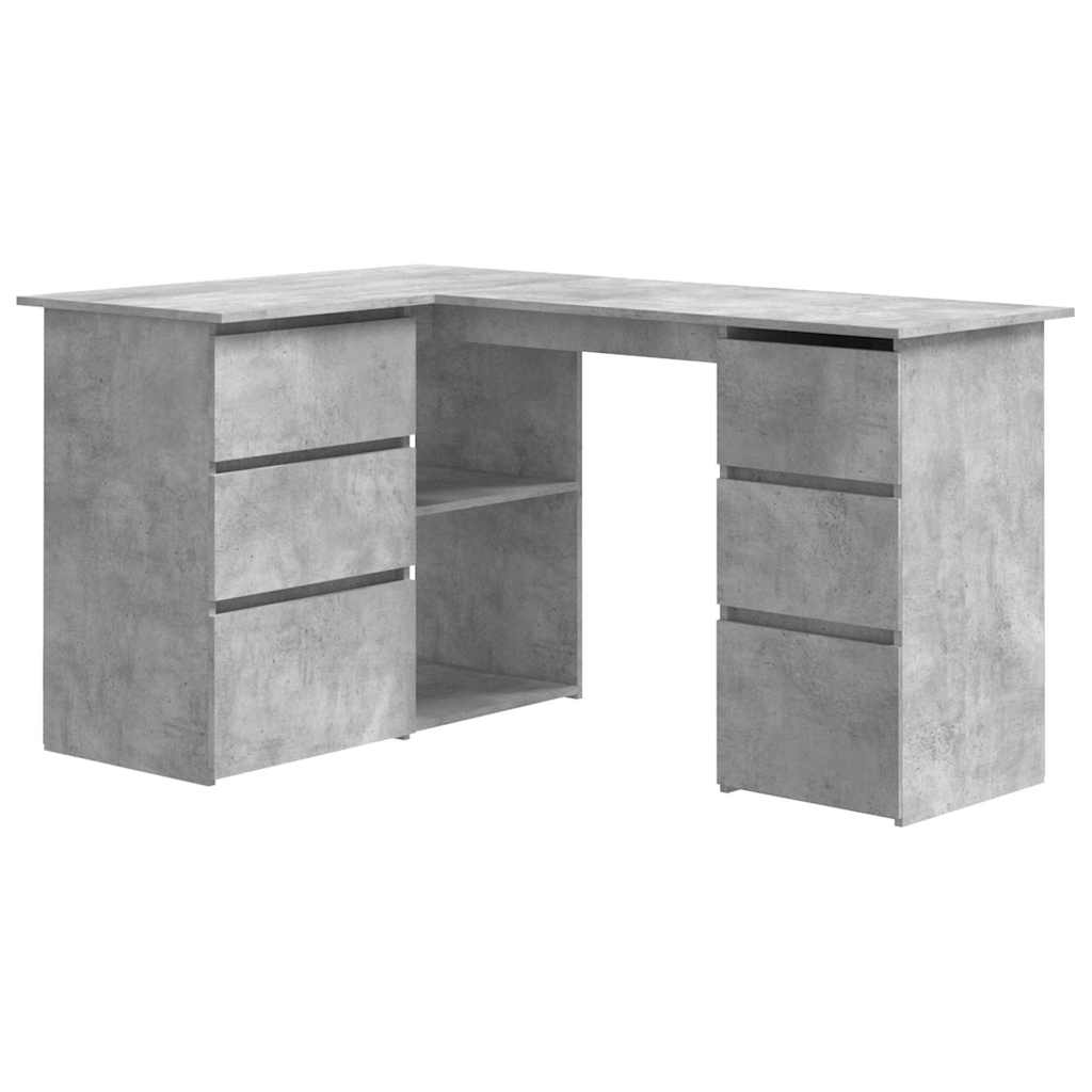 801093 vidaXL Corner Desk Concrete Grey 145x100x76 cm Engineered Wood